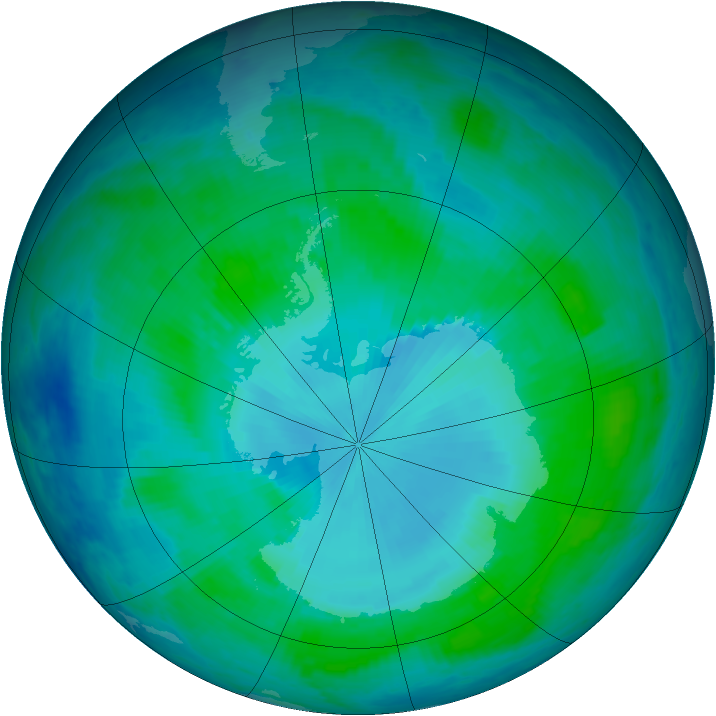 Antarctic ozone map for 26 January 2000